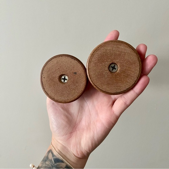 Vintage Set of 2 Wooden Candlesticks Taper Candle Holder Pair - Picture 6 of 7